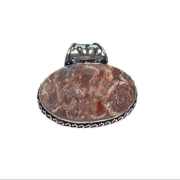 Natural Mexican Bird's Eye Jasper Gemstone in a Handcrafted 925 Silver Pendant - Picture 2 of 7